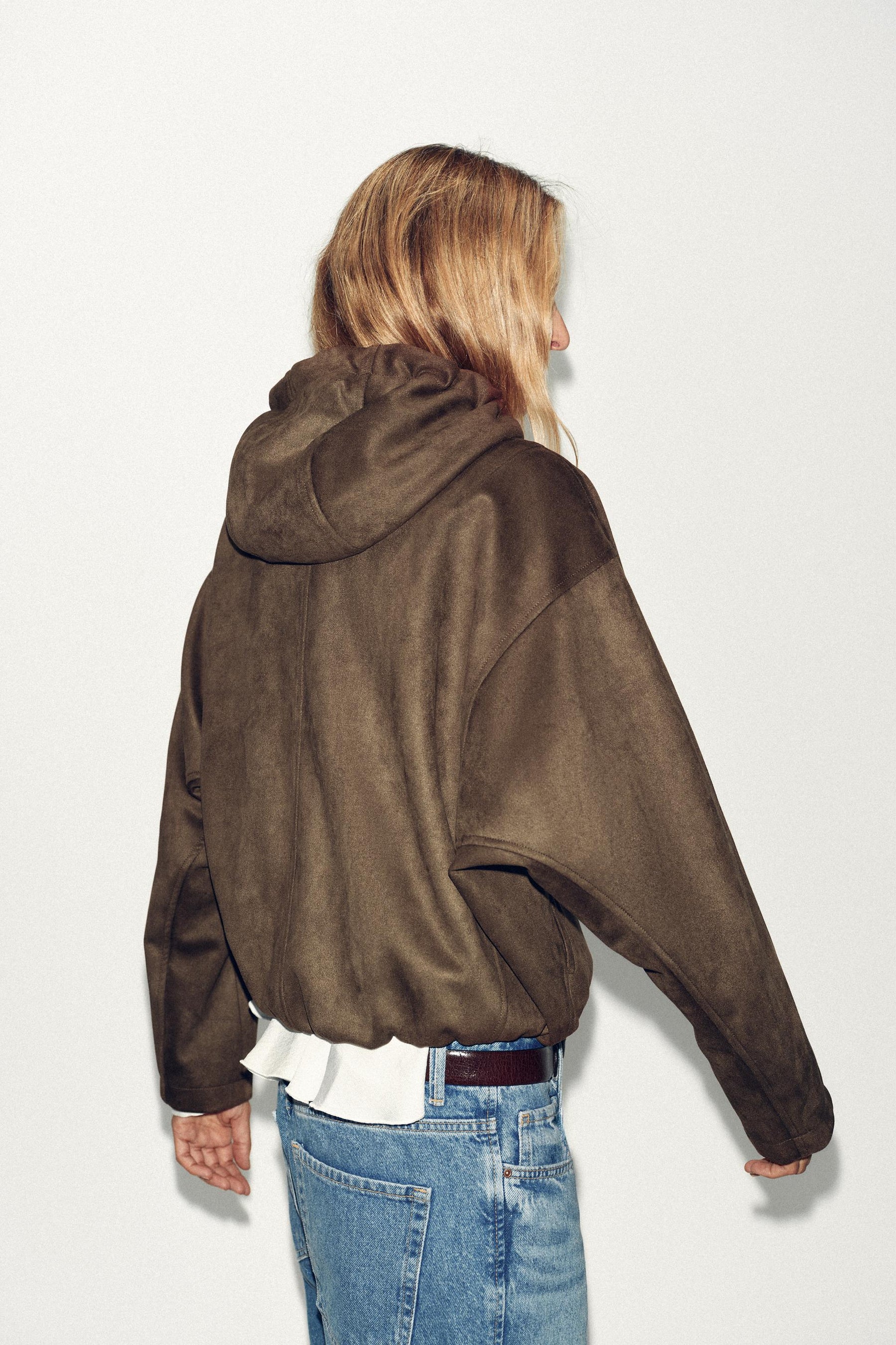 Faux suede bomber jacket