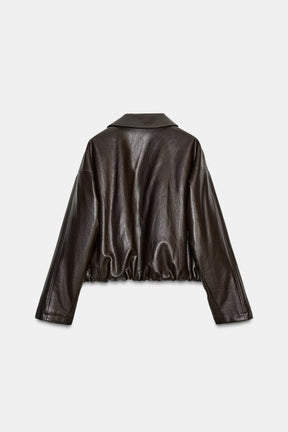 Faux Leather Bomber Jacket