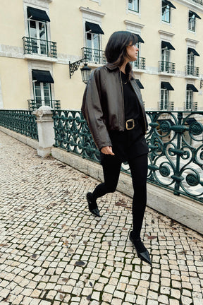 Faux Leather Bomber Jacket