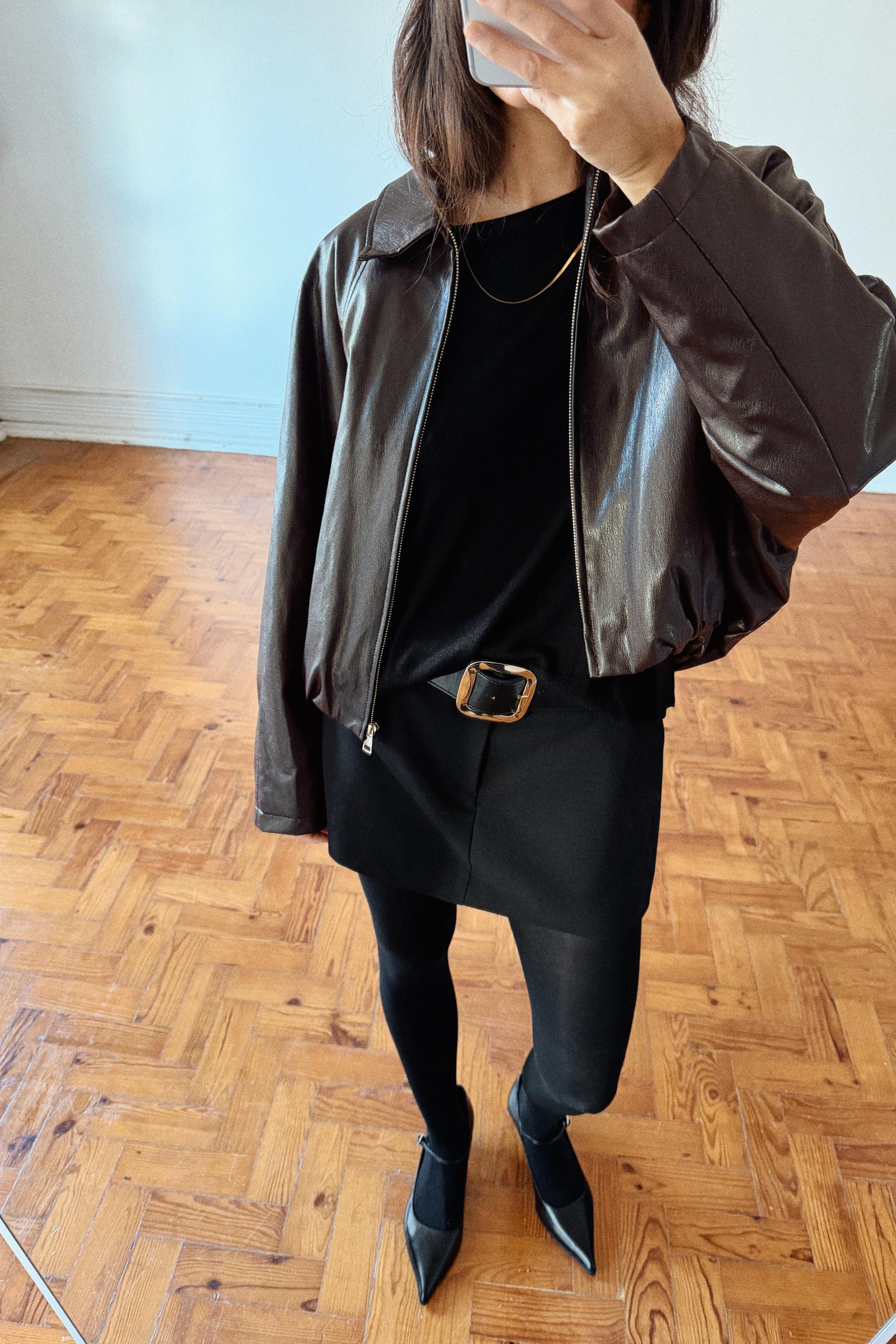 Faux Leather Bomber Jacket