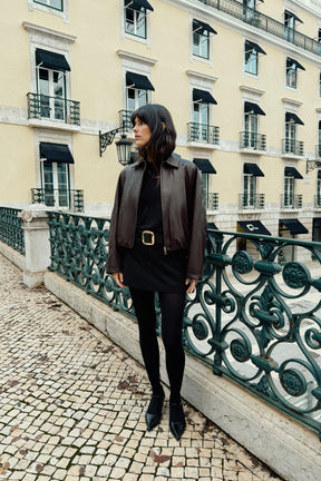 Faux Leather Bomber Jacket