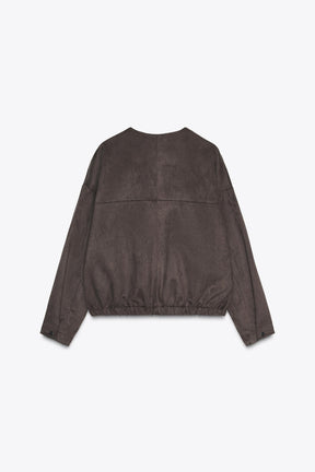 FAUX SUEDE BOMBER JACKET - Image 6