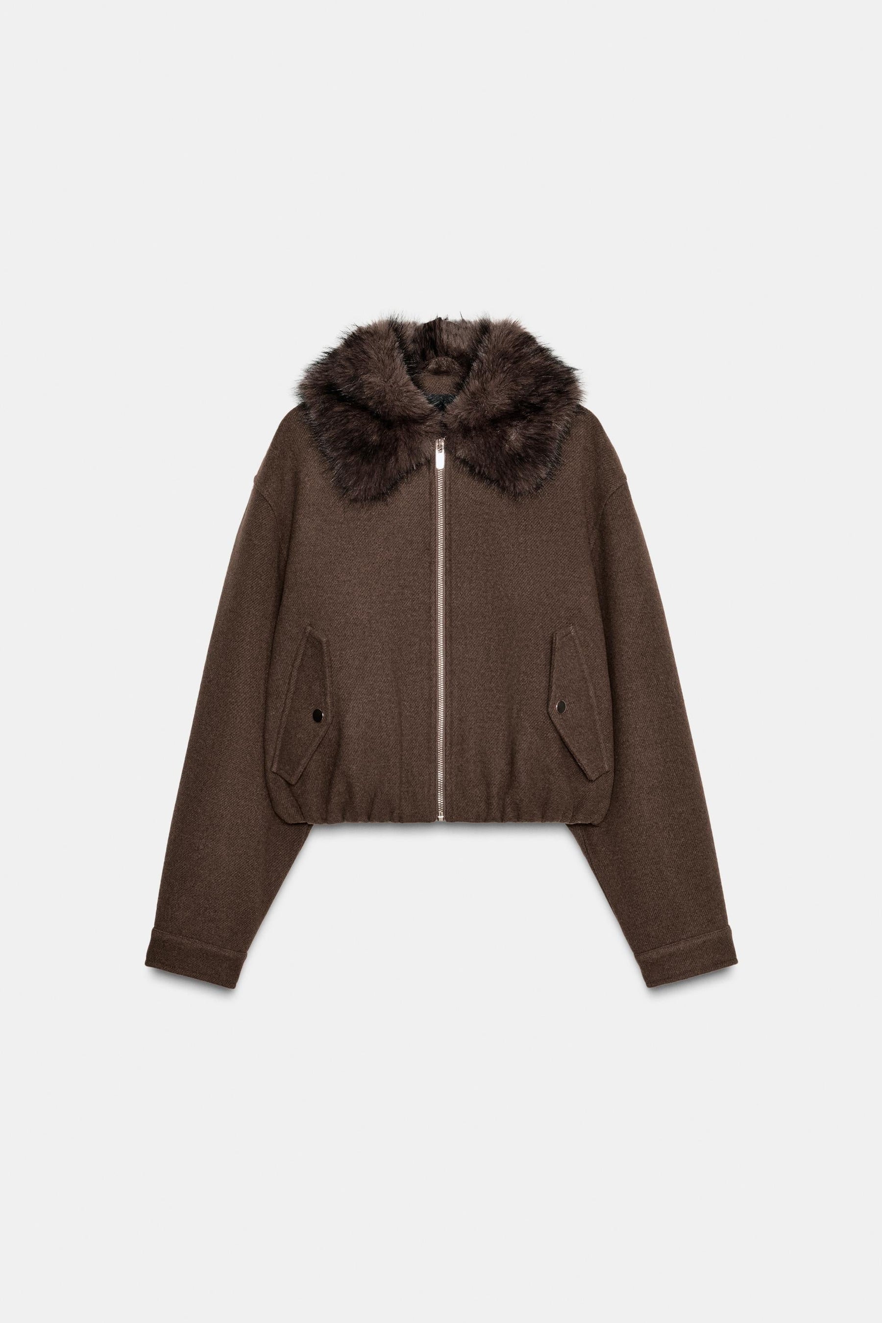 SOFT BOMBER JACKET WITH FAUX FUR COLLAR - Image 8