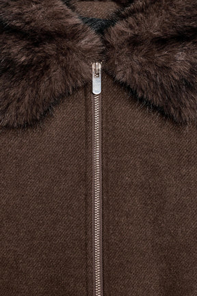 SOFT BOMBER JACKET WITH FAUX FUR COLLAR - Image 10