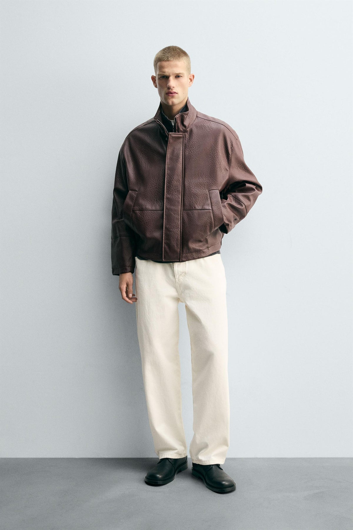 LEATHER EFFECT TEXTURED JACKET - Image 1