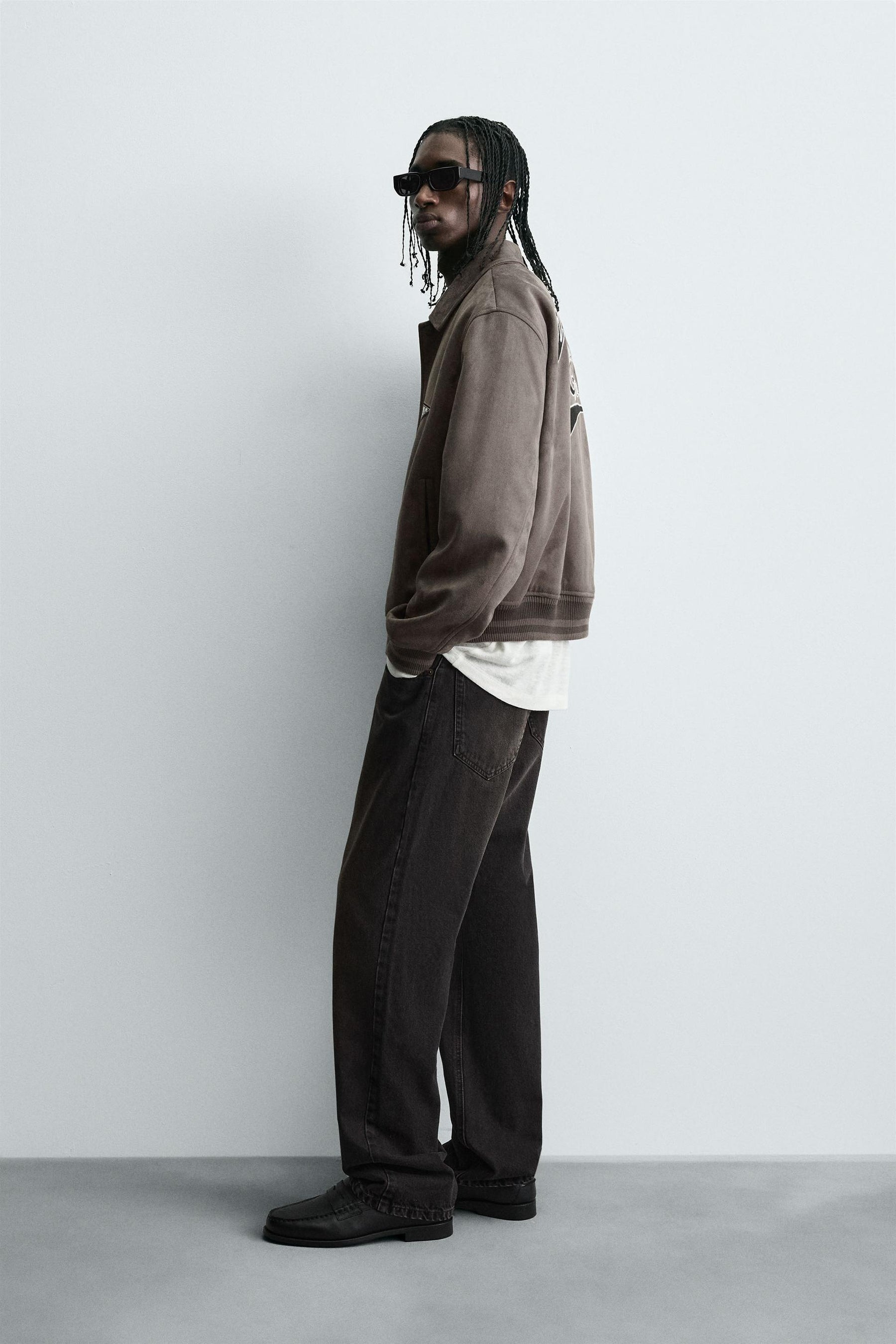 FAUX SUEDE JACKET WITH PATCH AND EMBROIDERY DETAIL - Image 4