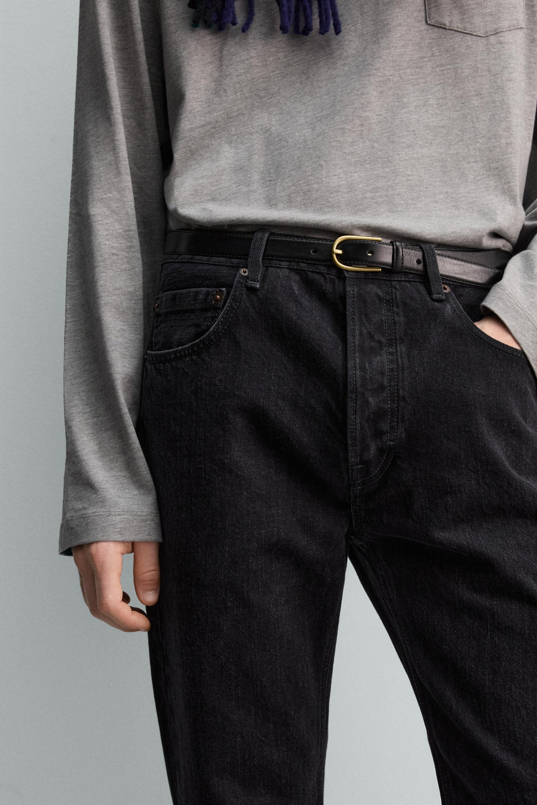 TOPSTITCHED LEATHER BELT AARON LEVINE X - Image 2