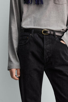 TOPSTITCHED LEATHER BELT AARON LEVINE X - Image 2