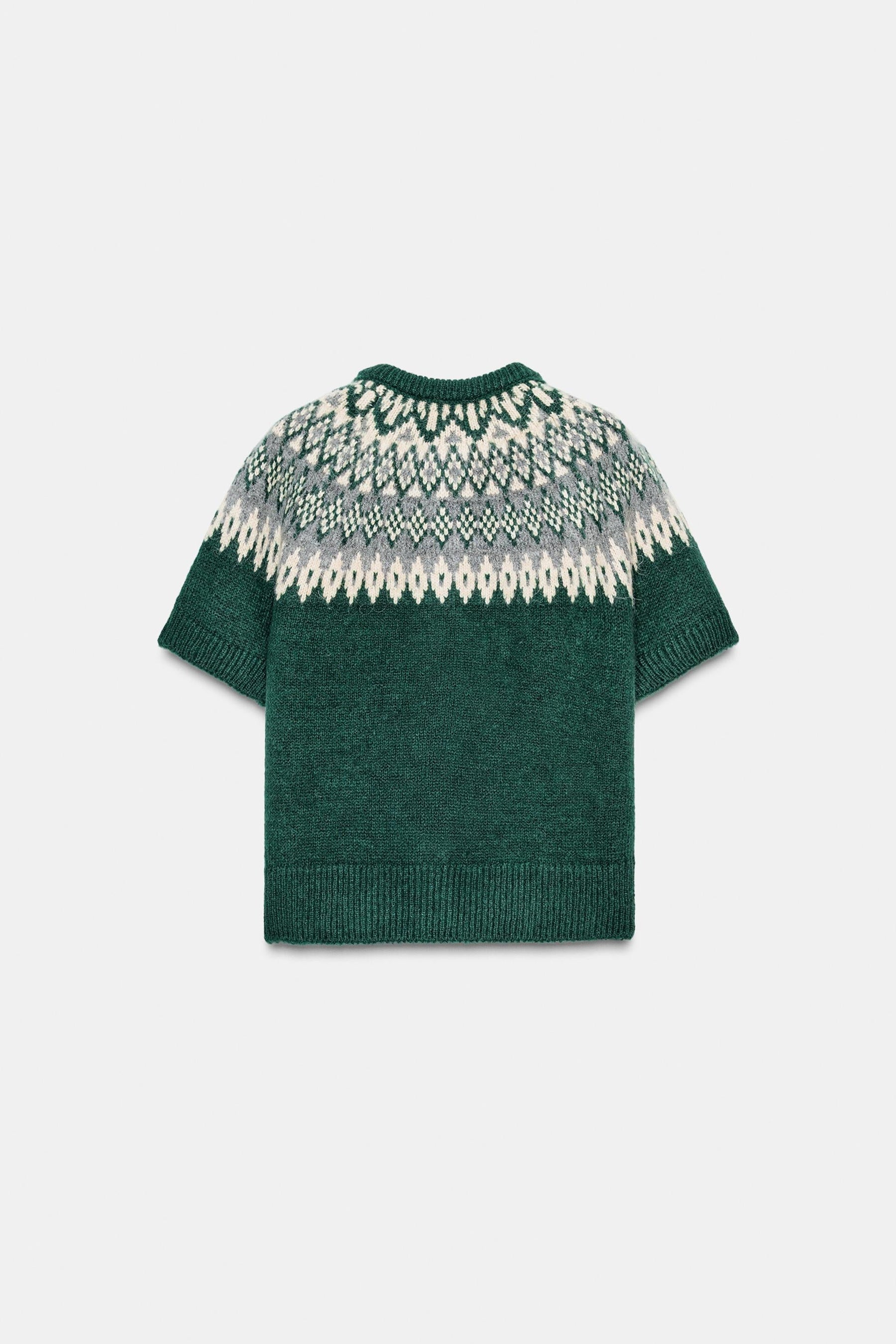 JACQUARD KNIT SHORT SLEEVE CARDIGAN - Image 3