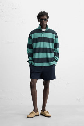 TEXTURED RELAXED FIT BERMUDA SHORTS - Image 1