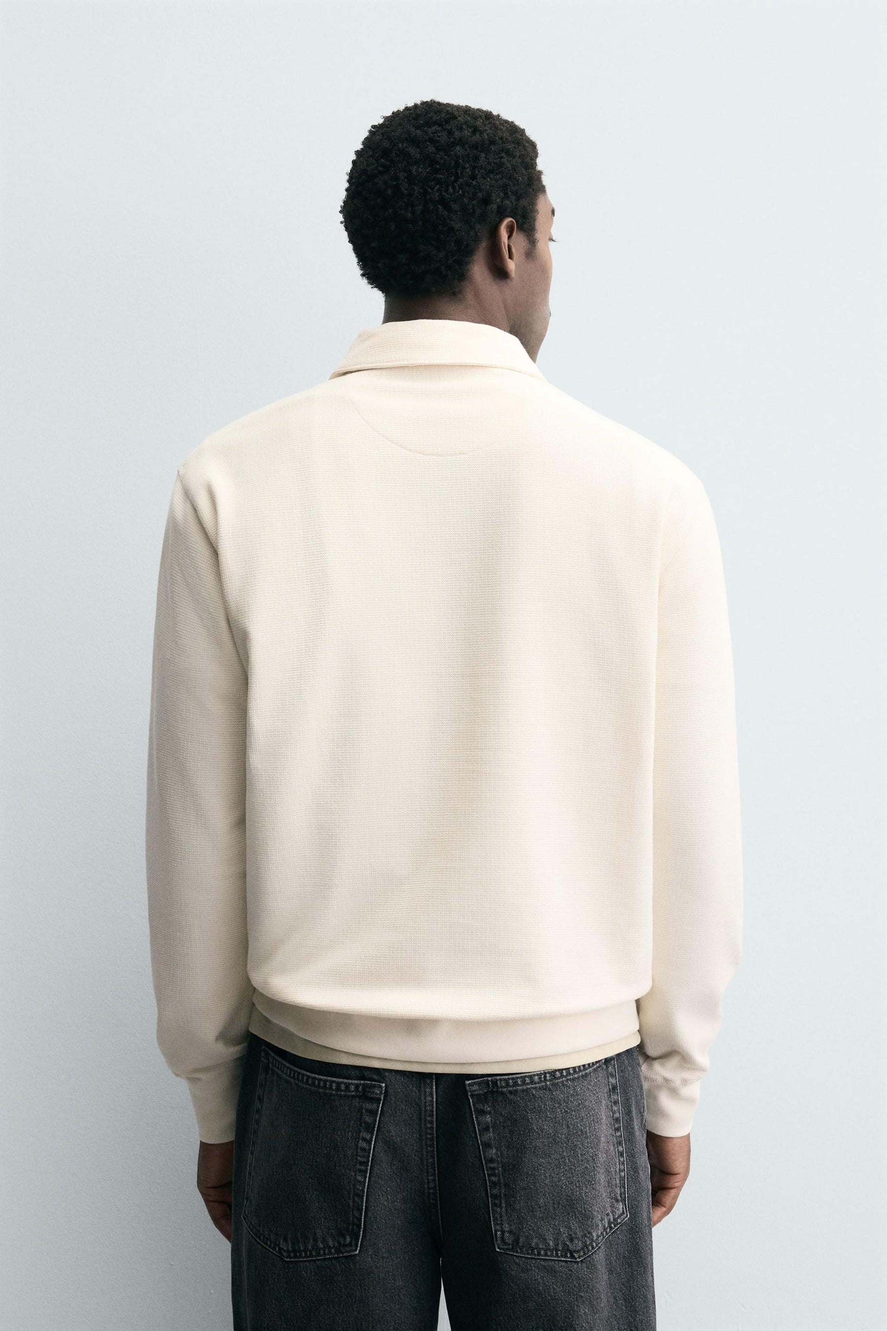 TEXTURED WEAVE POLO SHIRT WITH ZIP - Image 3