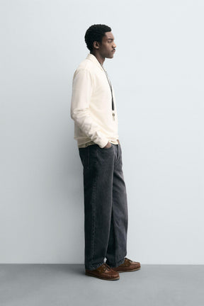 TEXTURED WEAVE POLO SHIRT WITH ZIP - Image 4