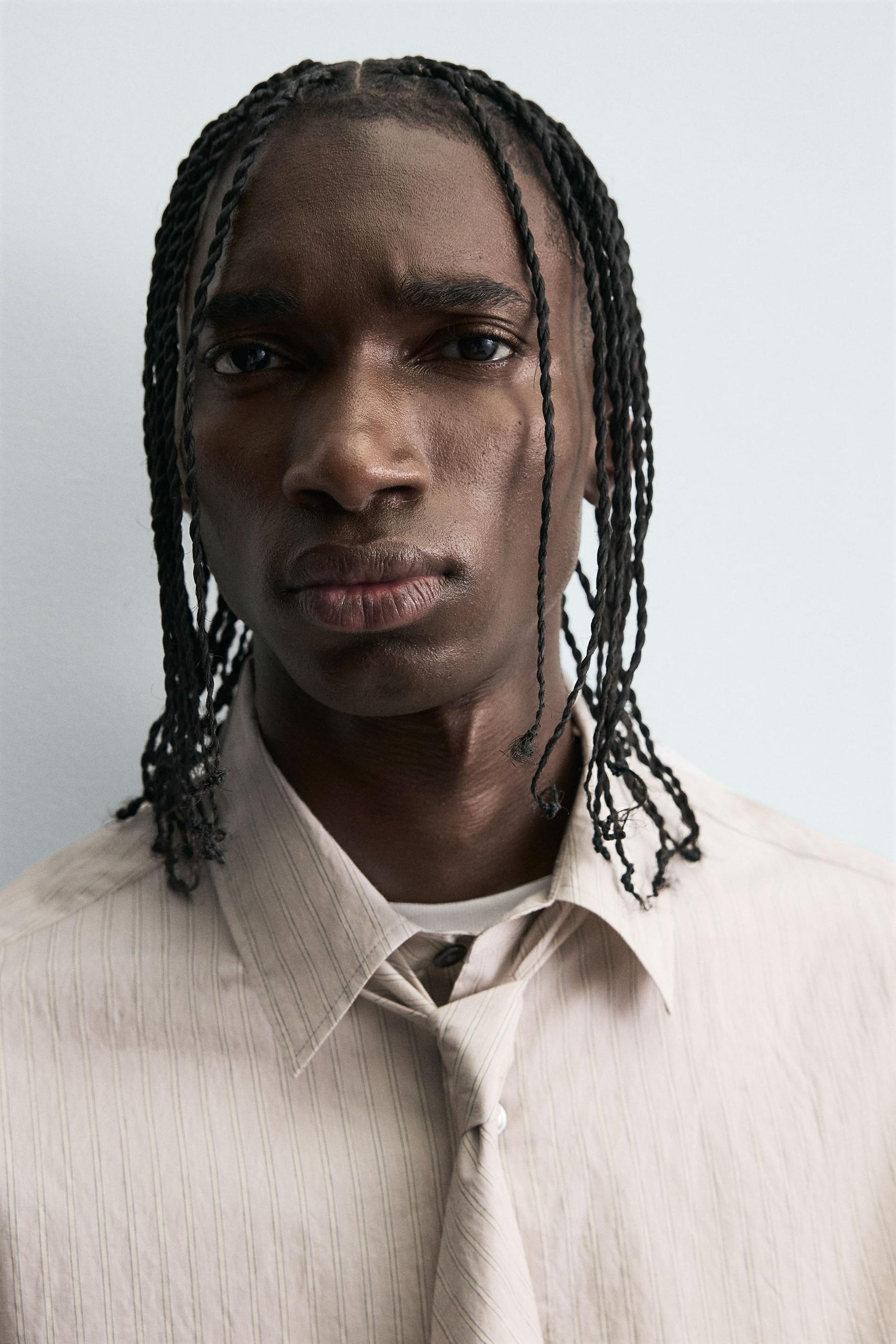 STRIPED SHIRT WITH CONTRAST TIE DETAIL - Image 7