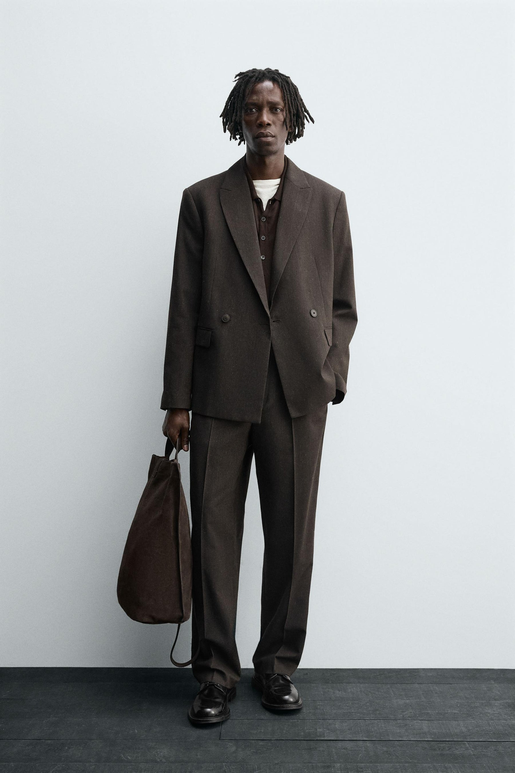 DOUBLE-BREASTED WOOL BLEND SUIT BLAZER - Image 1