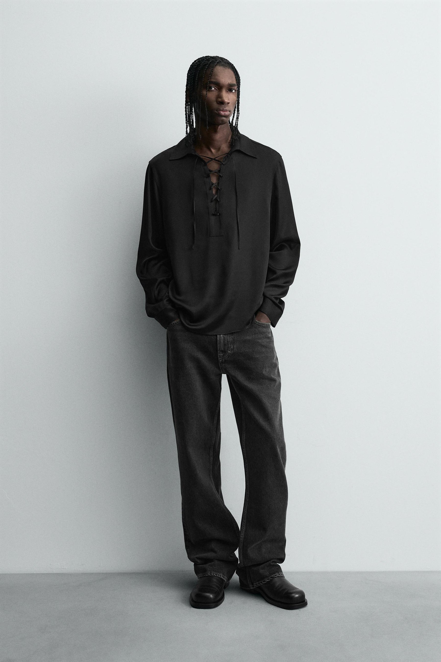 FLOWING POLO SHIRT WITH DRAWSTRING - Image 1