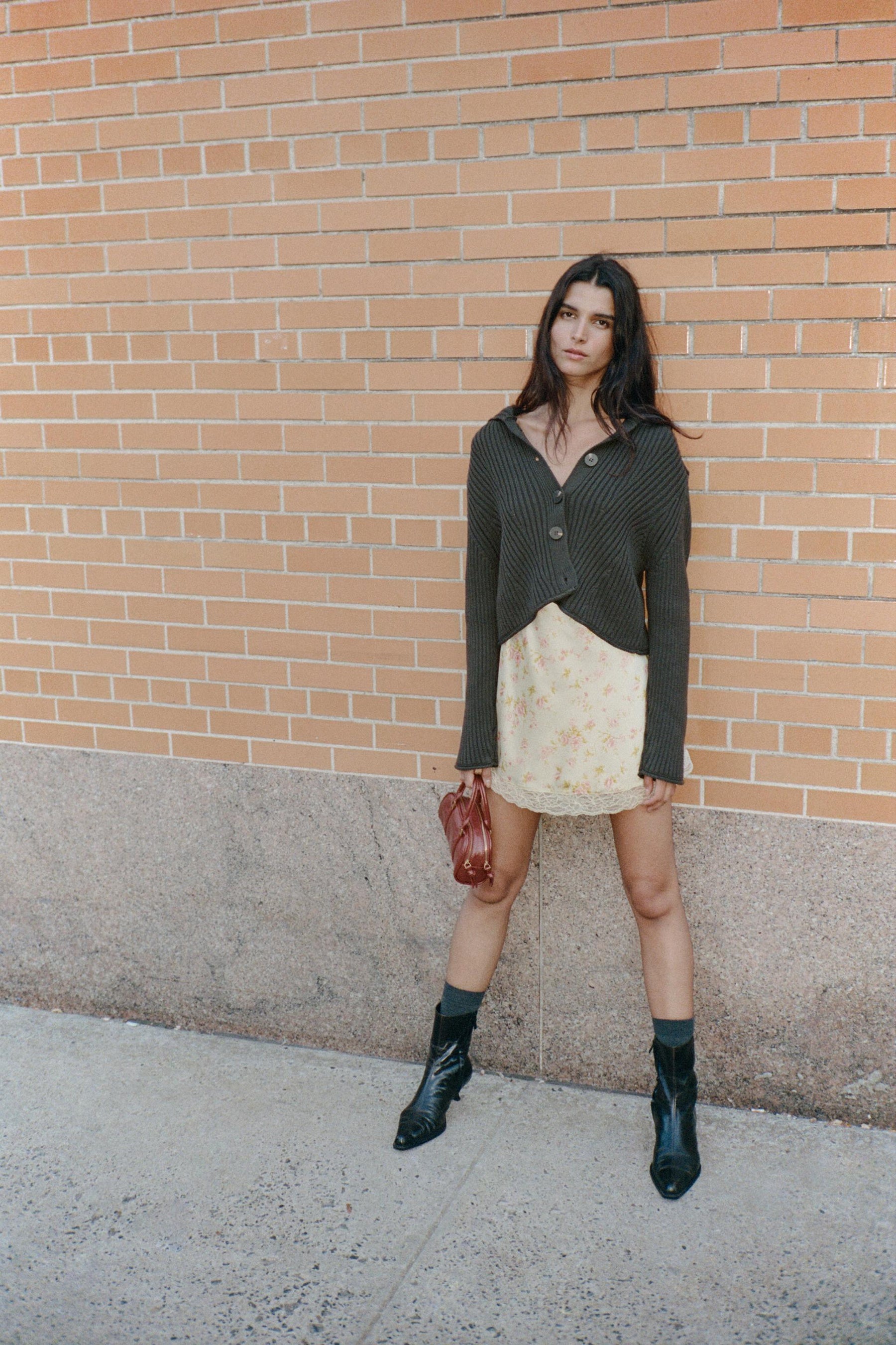 RIB KNIT CARDIGAN WITH BUTTONS - Image 1