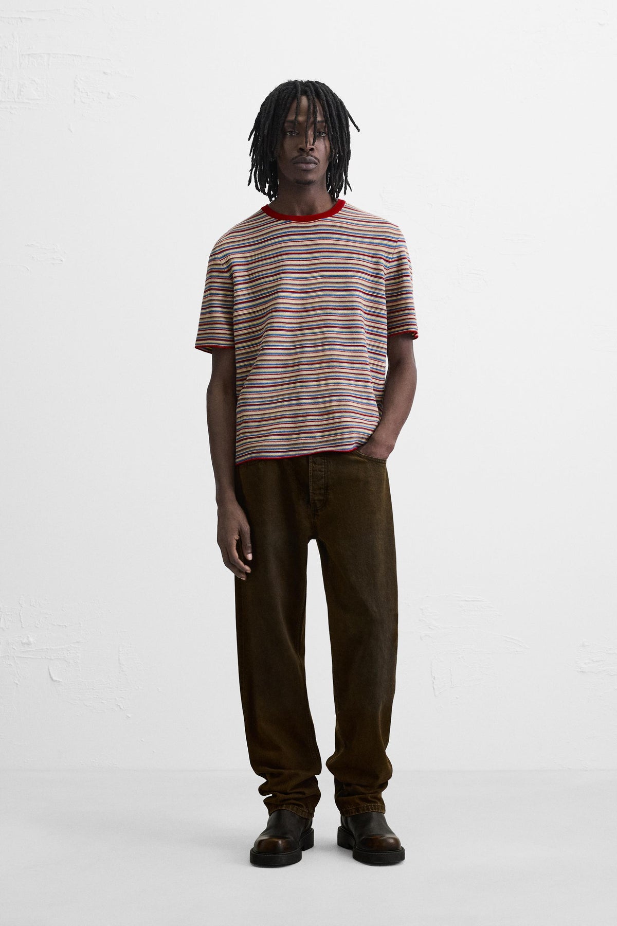 STRIPED KNIT T-SHIRT - Image 1