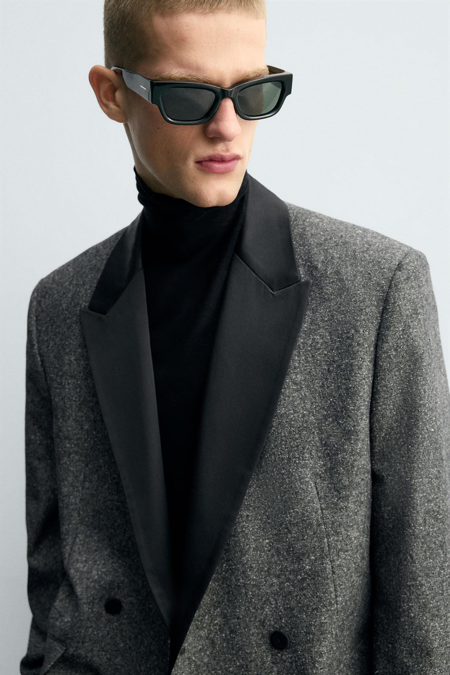 CONTRAST TEXTURED DOUBLE-BREASTED BLAZER - Image 6