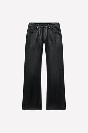 Gewachste Bootcut-Jeans mit niedrigem Bund