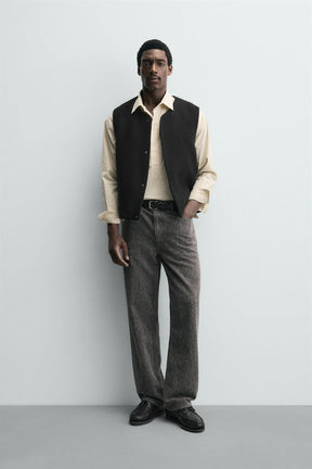 BOUCLÉ TEXTURE GILET WITH WOOL - Image 1