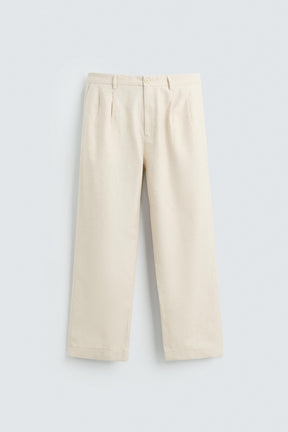 COTTON/LINEN PLEATED TROUSERS - Image 7