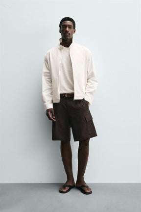 LYOCELL-COTTON CARGO BERMUDA SHORTS - Image 1