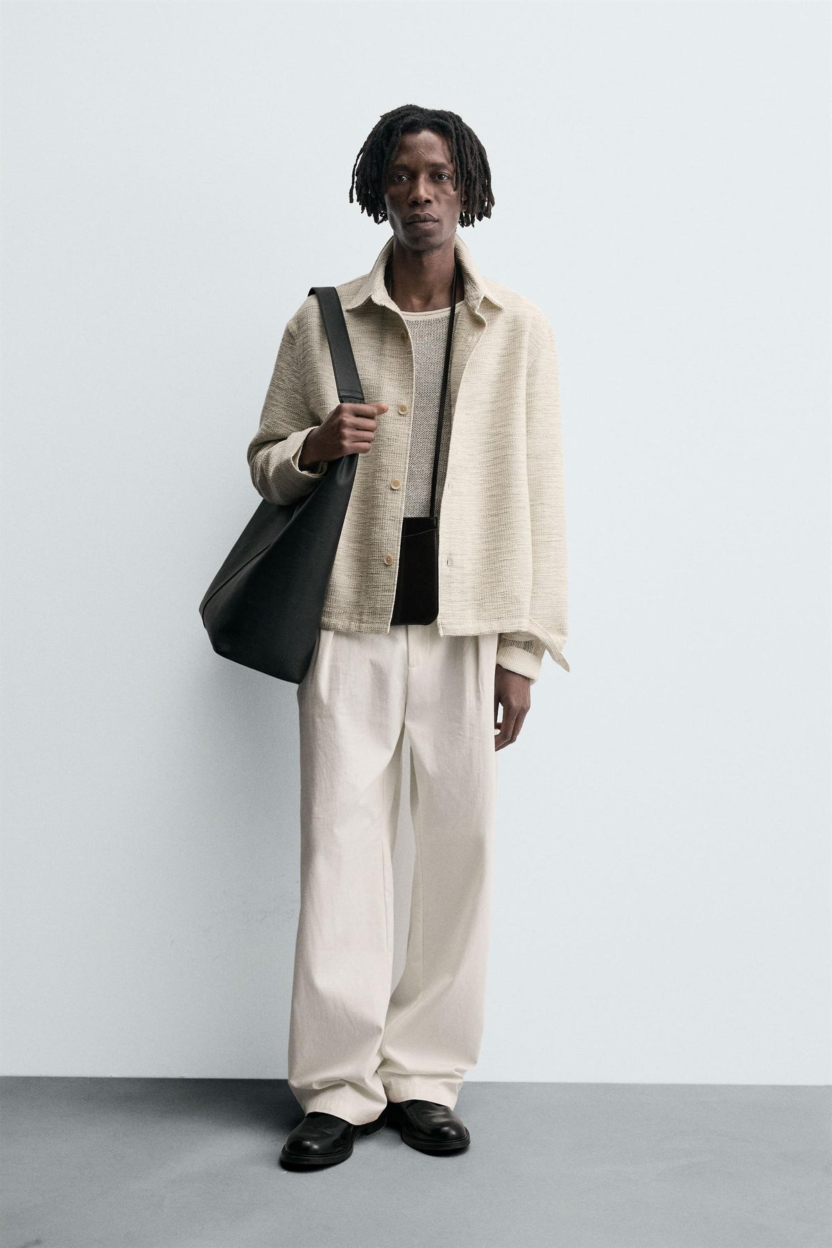 CONTRAST TEXTURED OVERSHIRT - Image 1