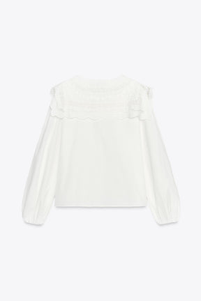 Embroidered Collar Poplin Shirt