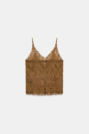 Besticktes, perlenbesetztes Modetop