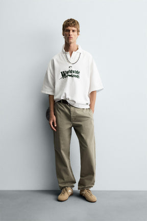 EMBROIDERED BOXY FIT POLO SHIRT - Image 1