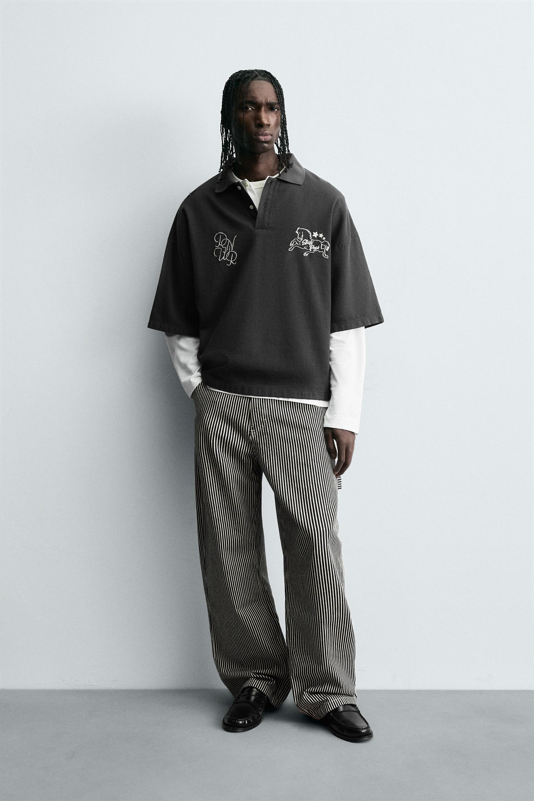 BOXY FIT EMBROIDERED POLO SHIRT - Image 1