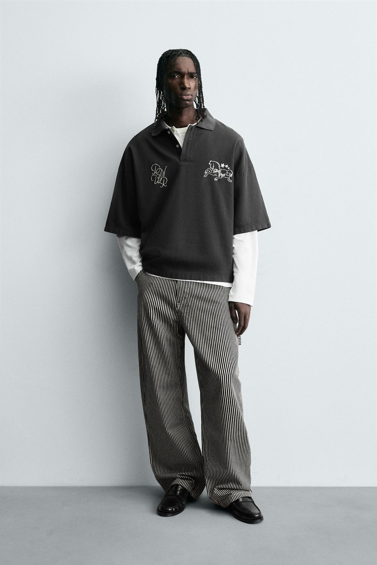 BOXY FIT EMBROIDERED POLO SHIRT - Image 1