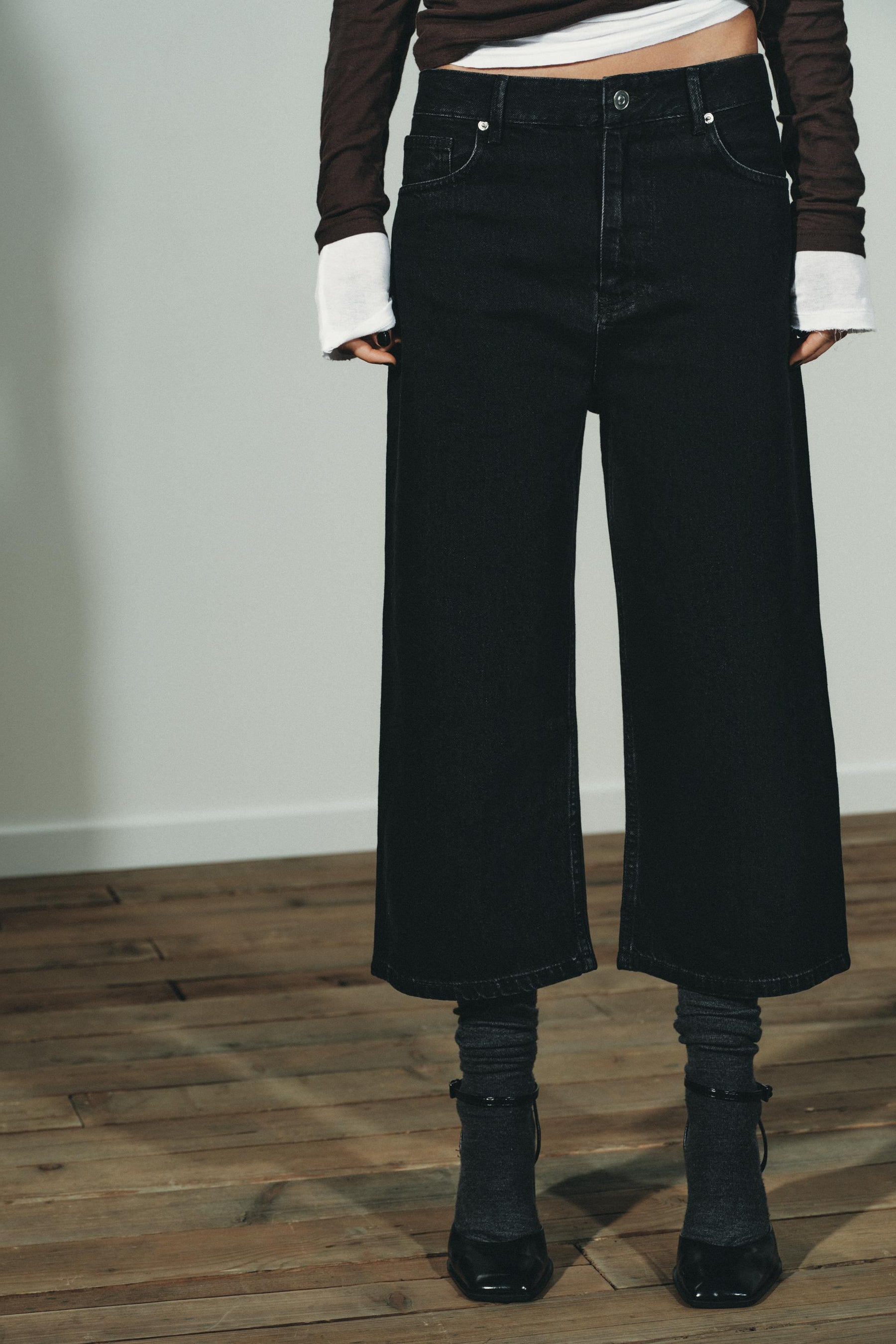 Mid-Waist Denim Bermuda Shorts