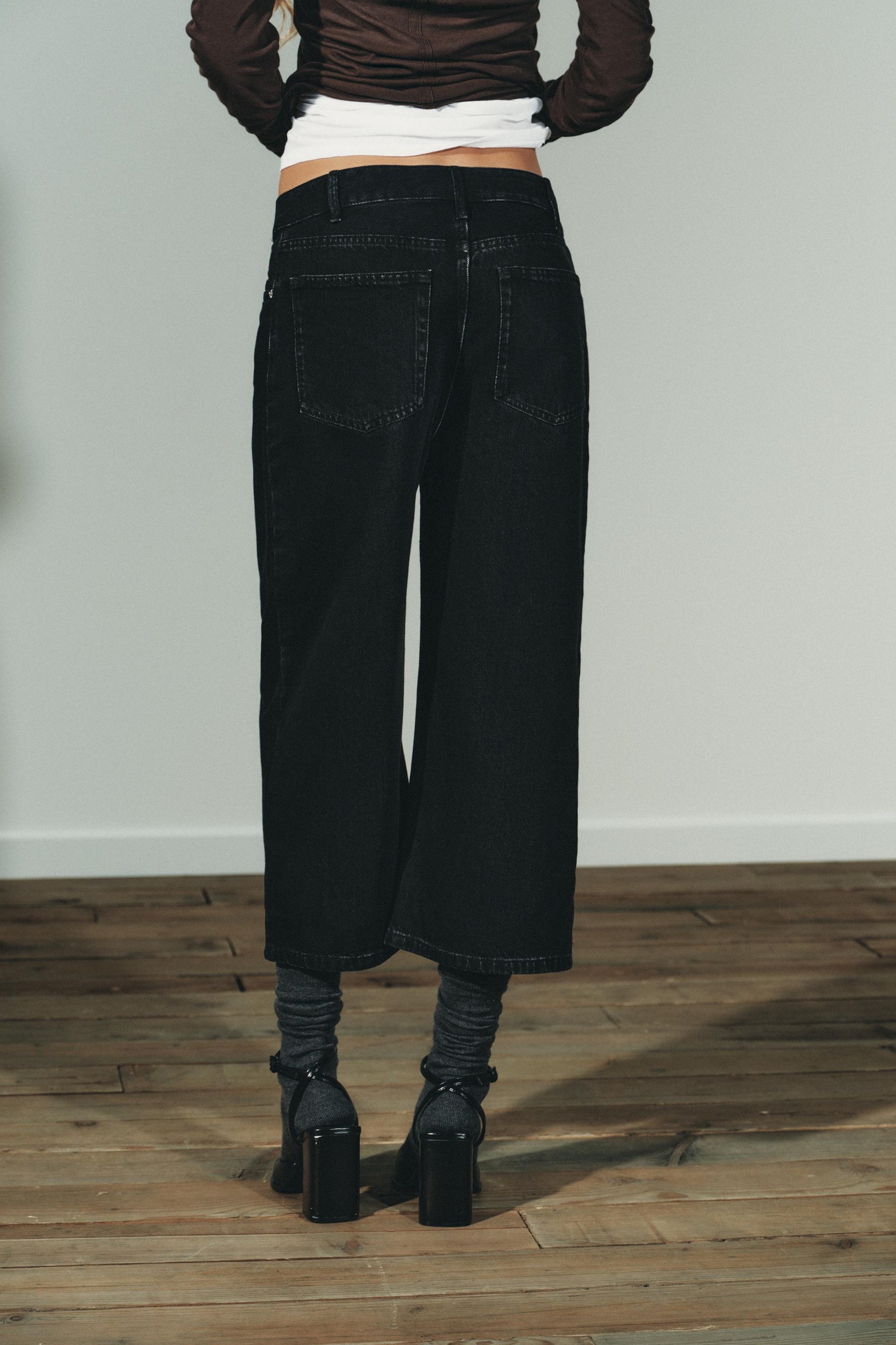 Mid-Waist Denim Bermuda Shorts