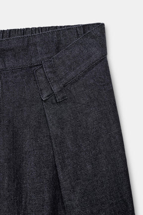 PLEATED DENIM TROUSERS