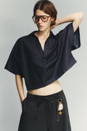 Denim shirt with collar