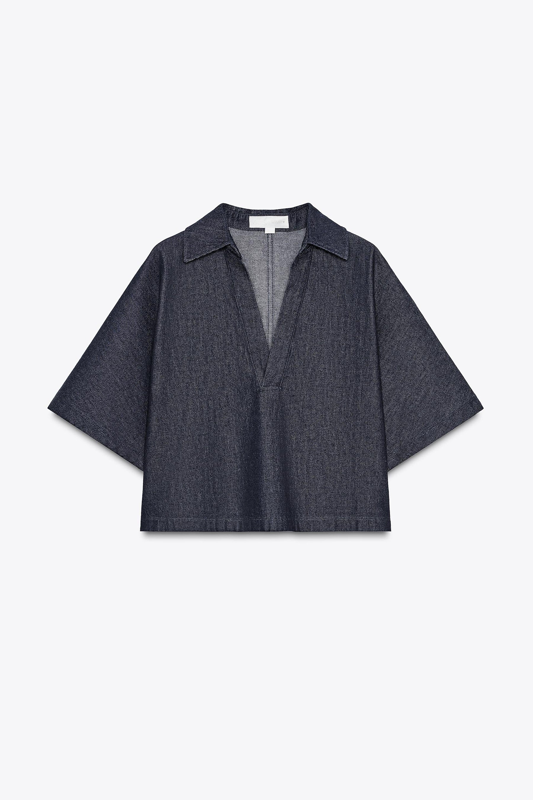 Denim shirt with collar