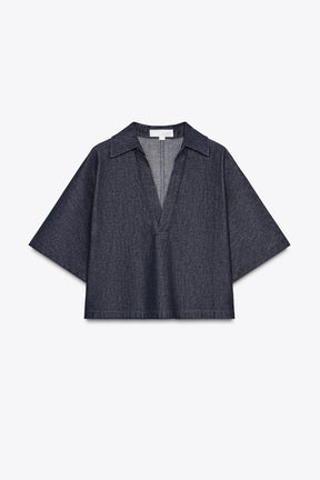Denim shirt with collar