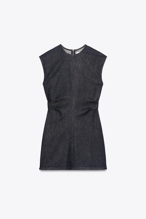 TRF DRAPED DENIM SHORT DRESS - Image 5