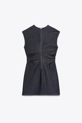 TRF DRAPED DENIM SHORT DRESS - Image 6