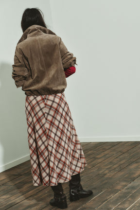 CHECKED MIDI SKIRT