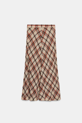 CHECKED MIDI SKIRT