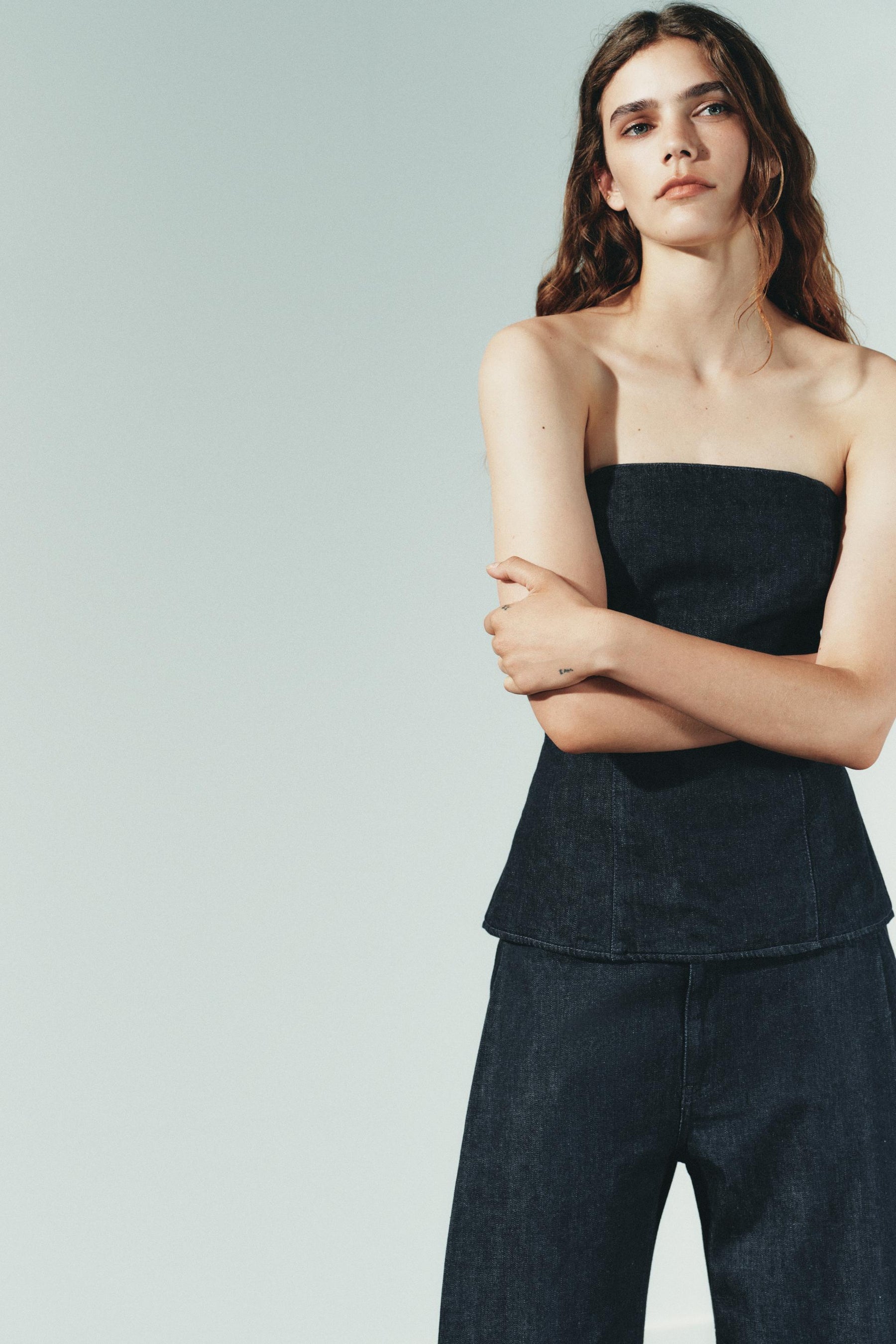 Denim Bandeau Top