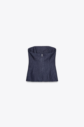 Denim Bandeau Top