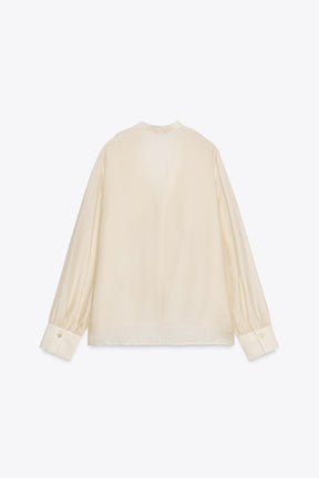 Ruffled Tie-Neck Blouse