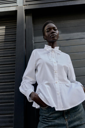 Peplum Poplin Bow Shirt