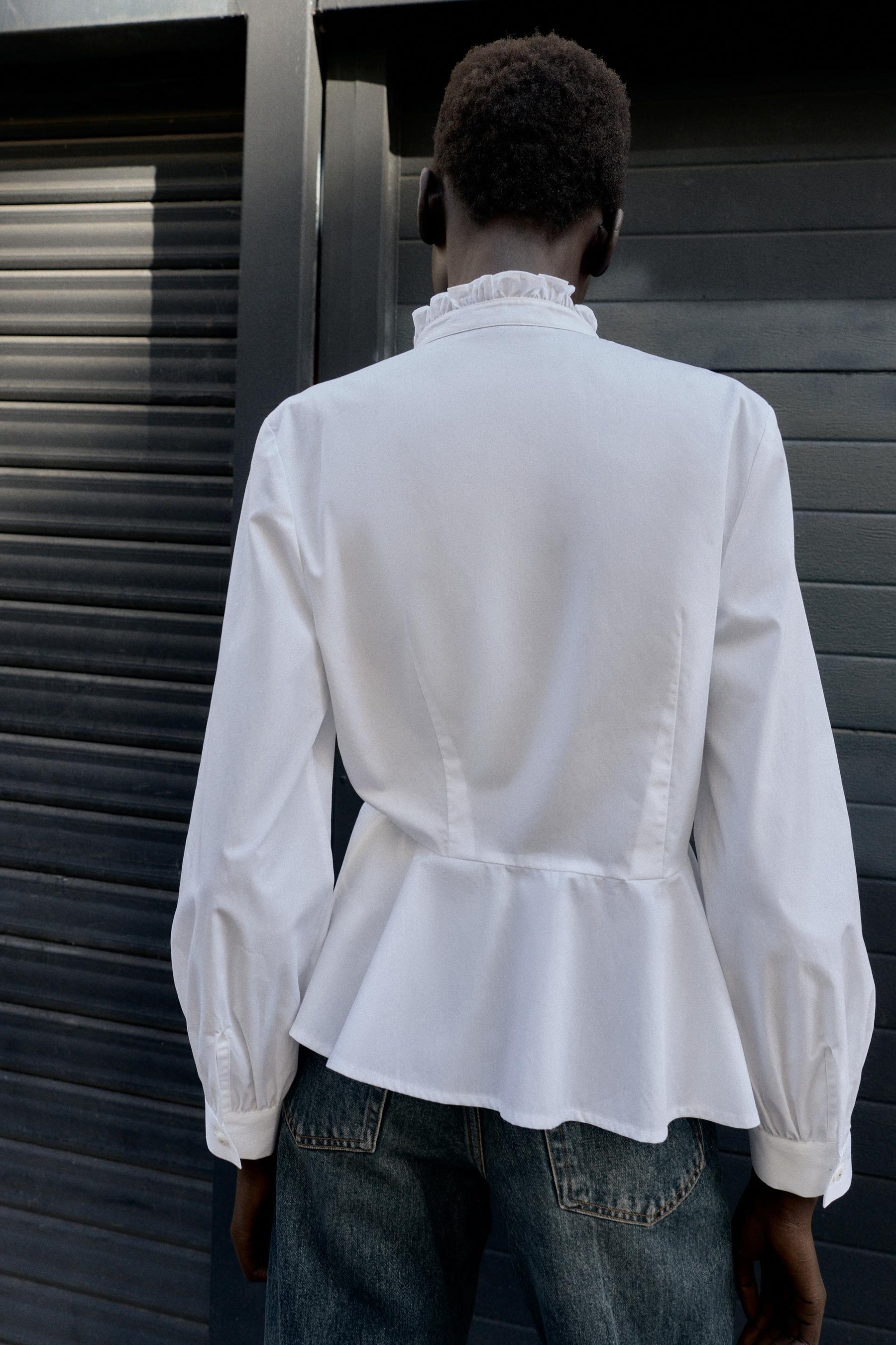 Peplum Poplin Bow Shirt
