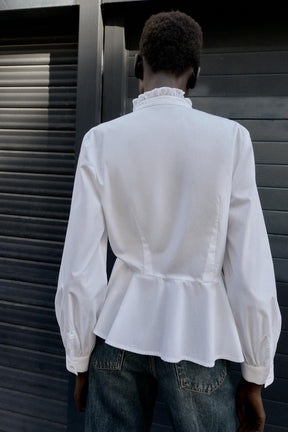 Peplum Poplin Bow Shirt
