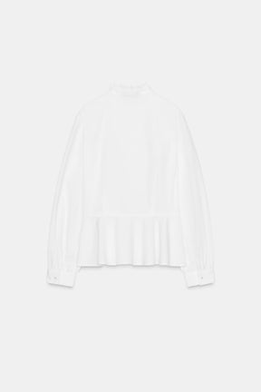 Peplum Poplin Bow Shirt