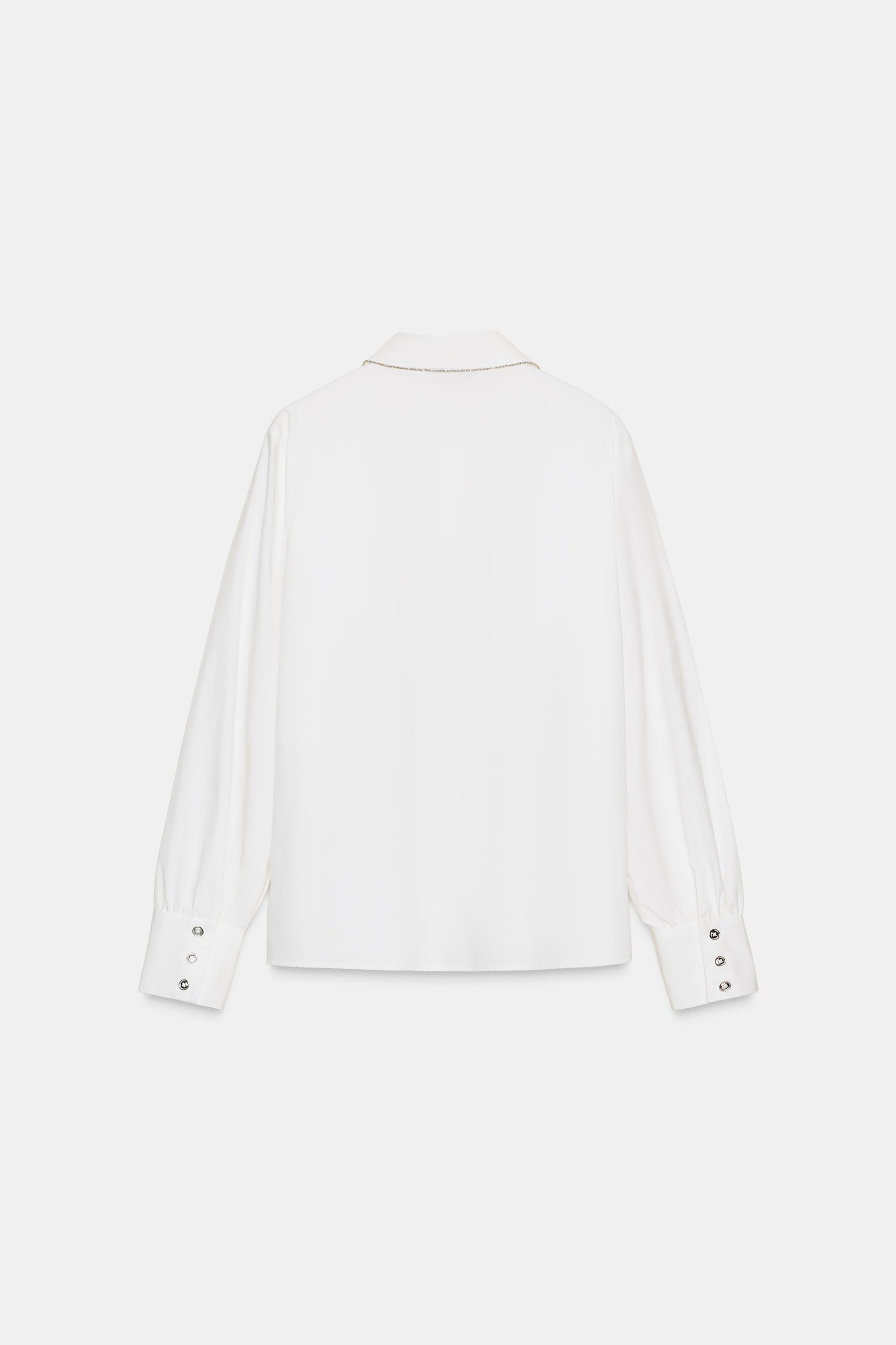 BEADED LAPEL POPLIN SHIRT